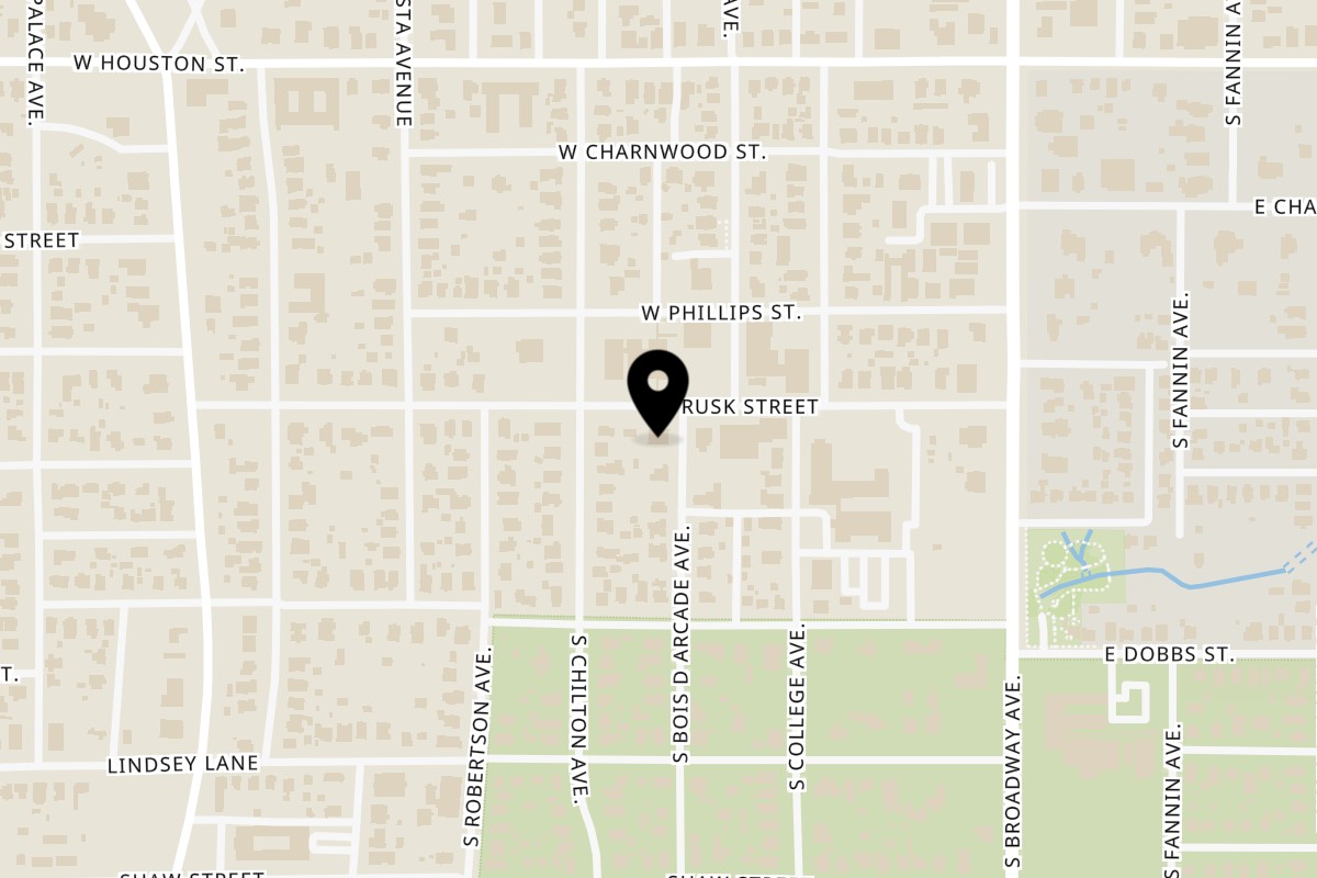 Map showing the location of Deep Waters Soup Kitchen on 400 W Rusk St A in Tyler